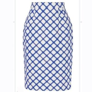 Jonathan Saunders Blue White Windowpane Plaid Cotton Skirt
